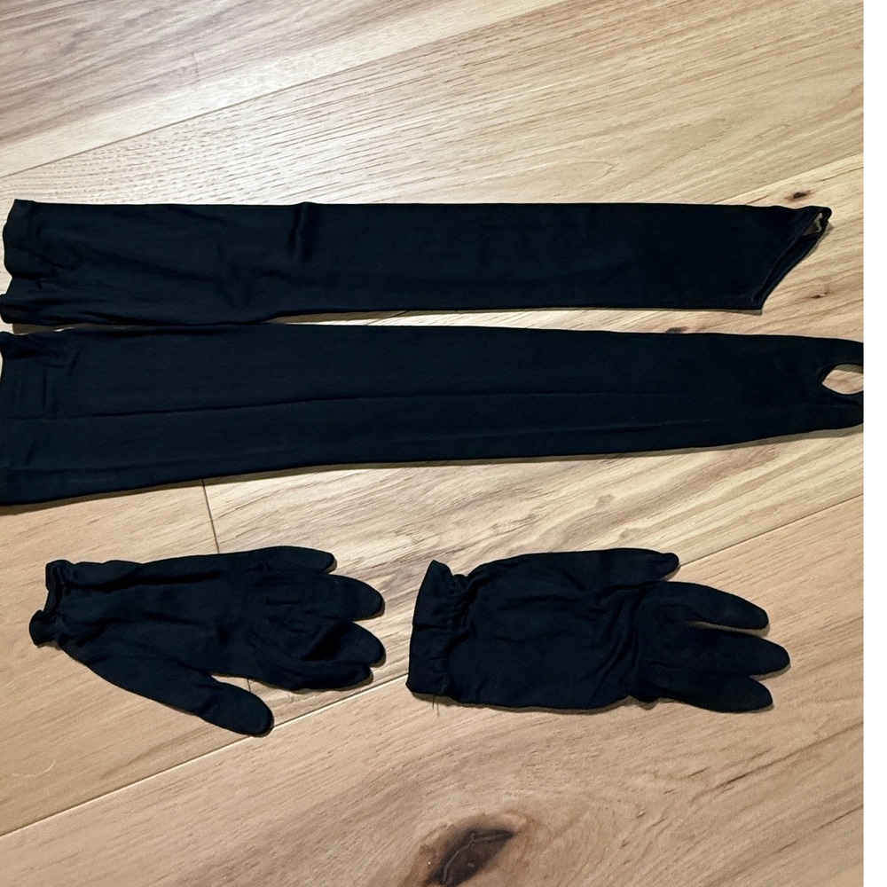 Van Raalte Evening Glove Set Women Size 6 Black Vintage Opera Length Rayon 4pc